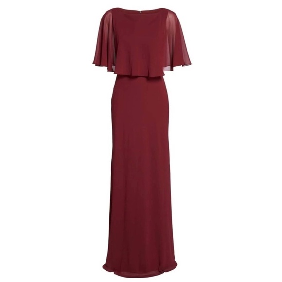 NWT La Femme Chiffon Gown special occasion maxi Garnet color Women’s Sz 8 - Picture 12 of 15
